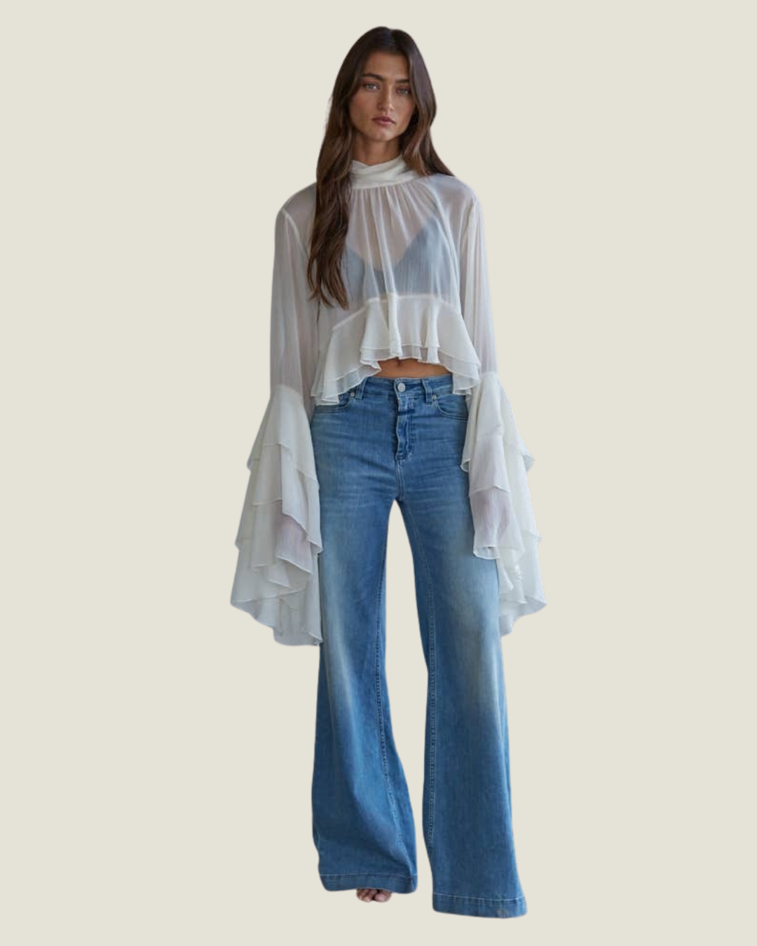 Ilyssa Woven Chiffon See Through Top