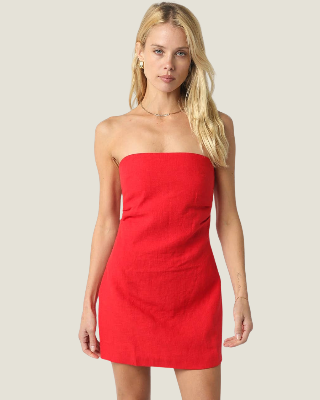 Nancy Strapless Linen Mini Dress