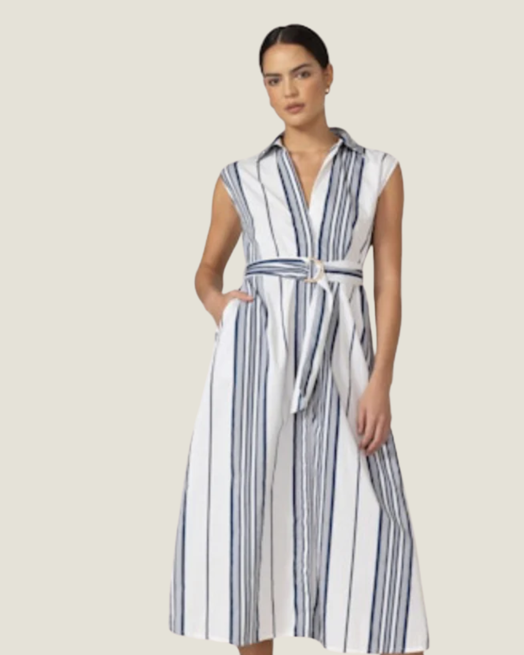 The Lizzy: Belted Poplin Dress