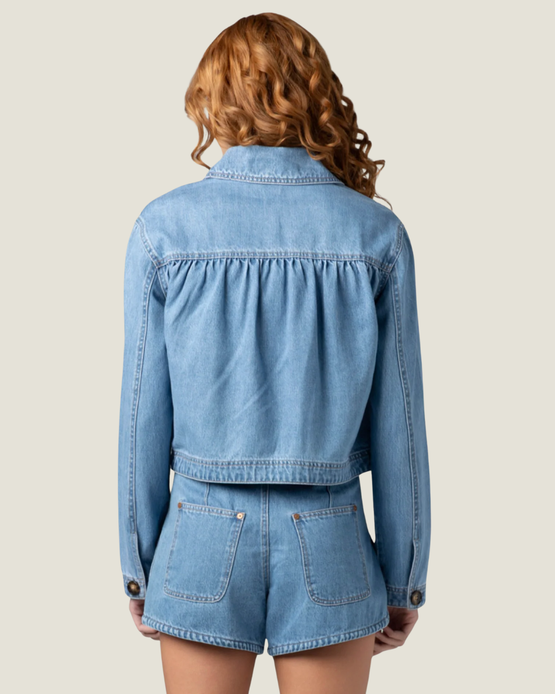Camille Light Wash Cropped Denim Shirt