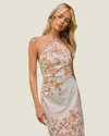 The Annelise: Embroidered Halter Midi