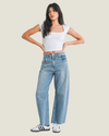 Presley Light Wash Barrel Jean w/ Seams