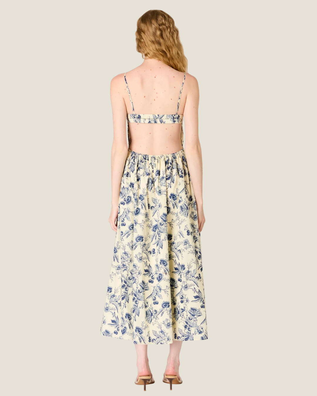 Destene Navy Patterned Midi Dress