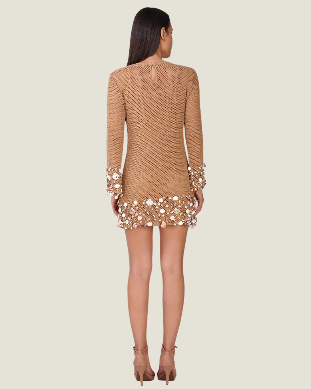 Shell Embellished Couture Crochet Dress