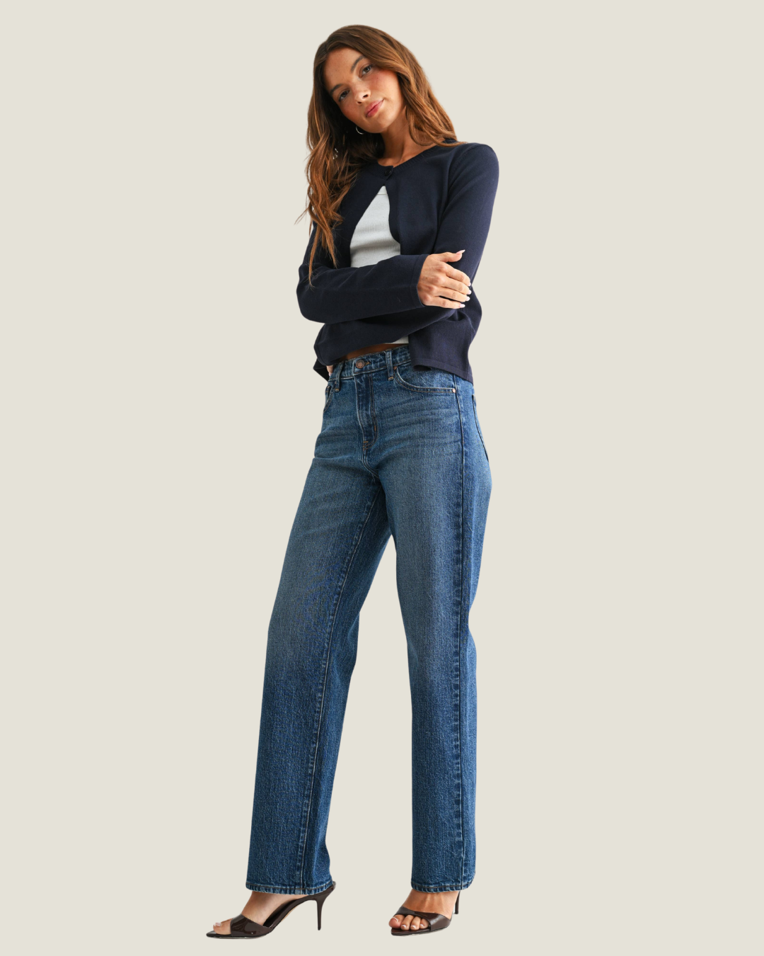 Caroline Straight Leg Mid-Rise Denim