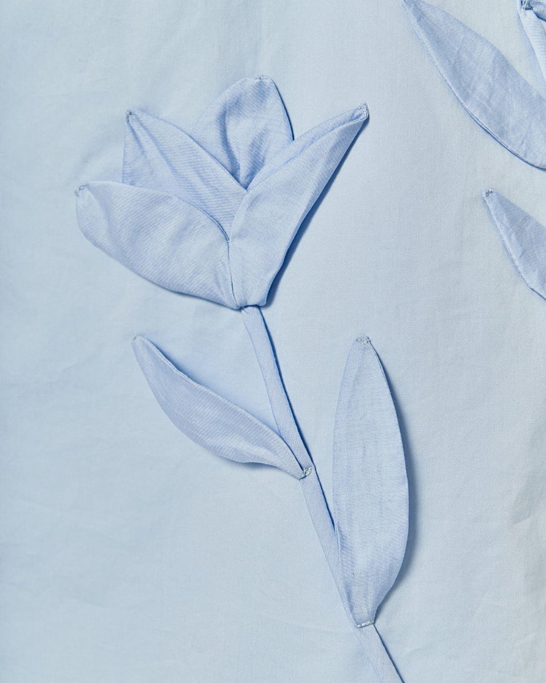 Appliqued Powder Blue Mini Shirt Dress. 