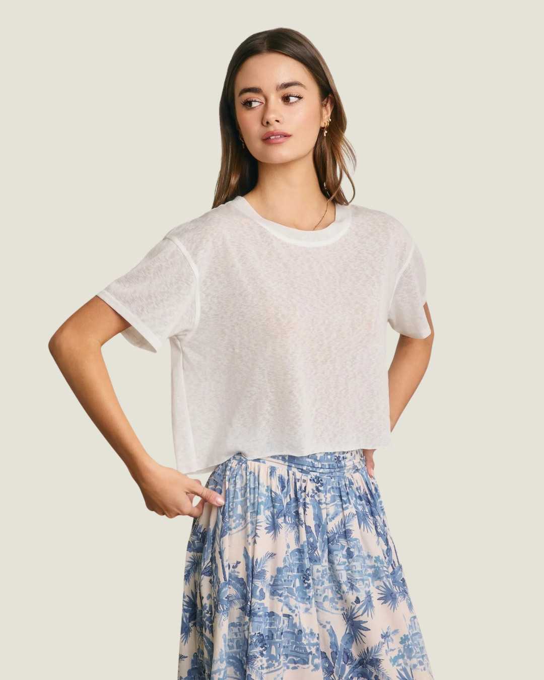Jamie Cropped Raw Hem Tee