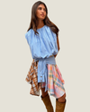 Check Asymmetric Mini Skirt with Stripe Detail