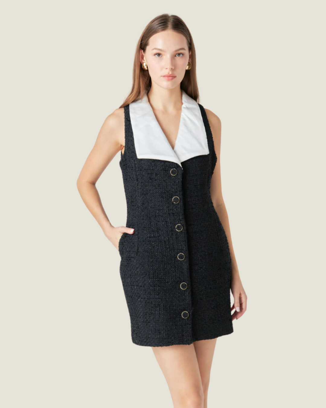 The Santa: Sleeveless Tweed Mini Dress