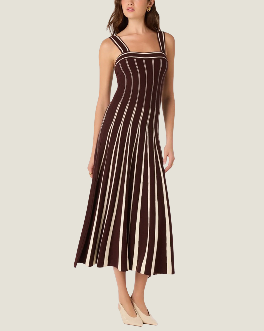 Marlen Striped Knit Midi Dress