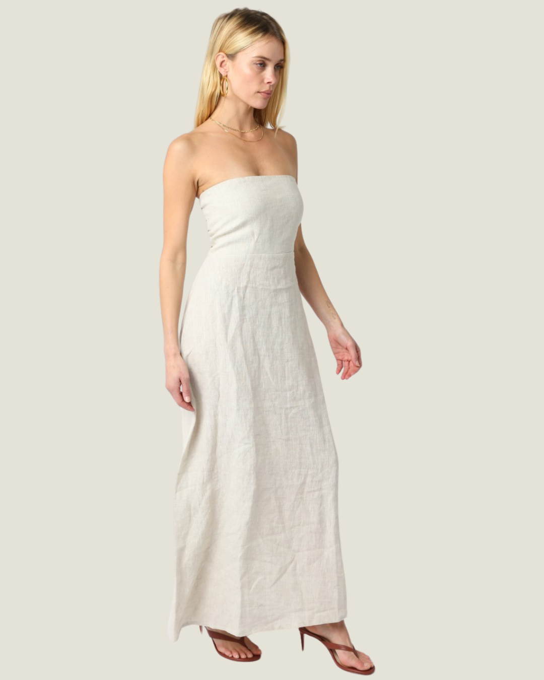 The Maisie: Strapless Linen Maxi