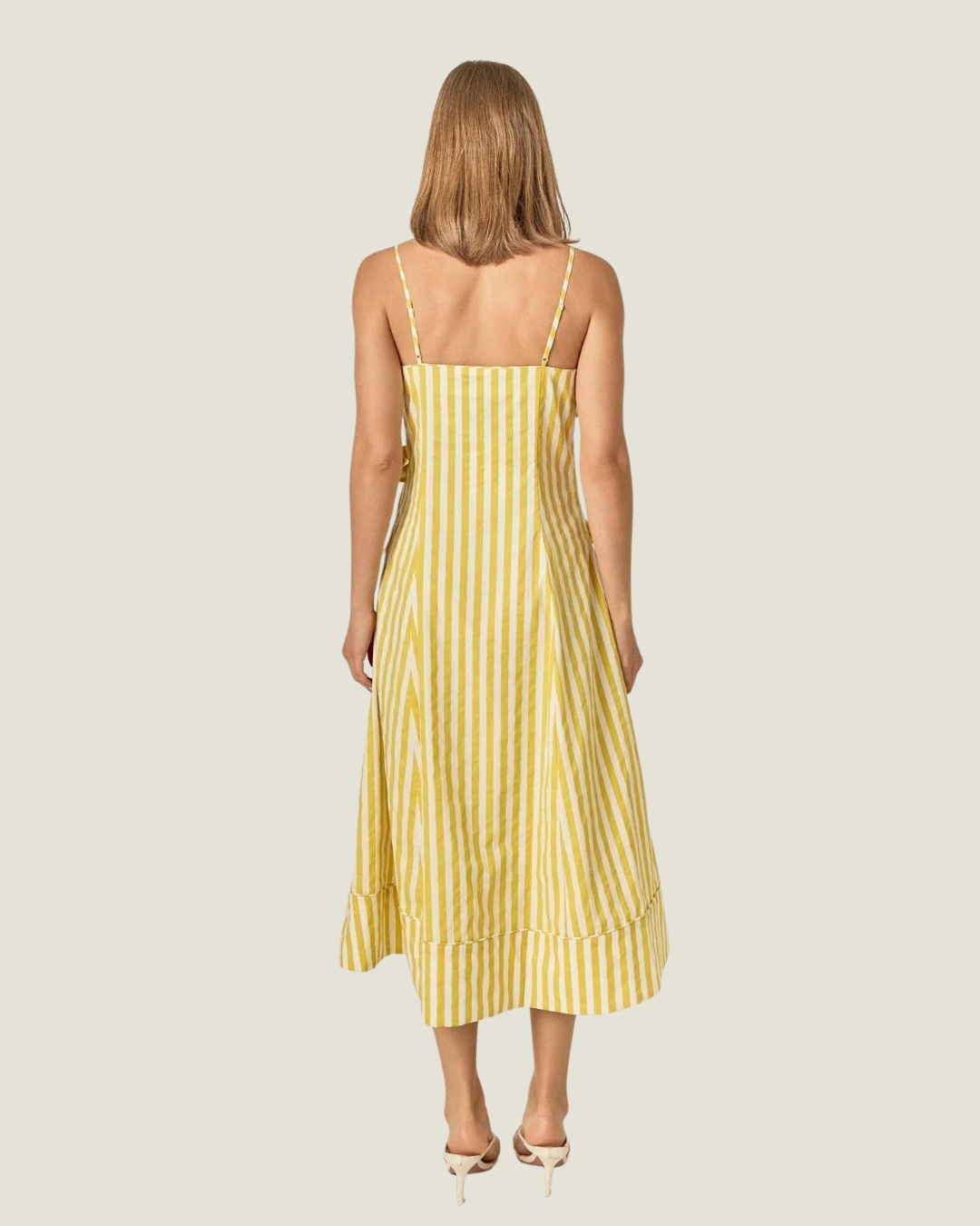 Capri Floral Appliqué Stripe Midi Dress