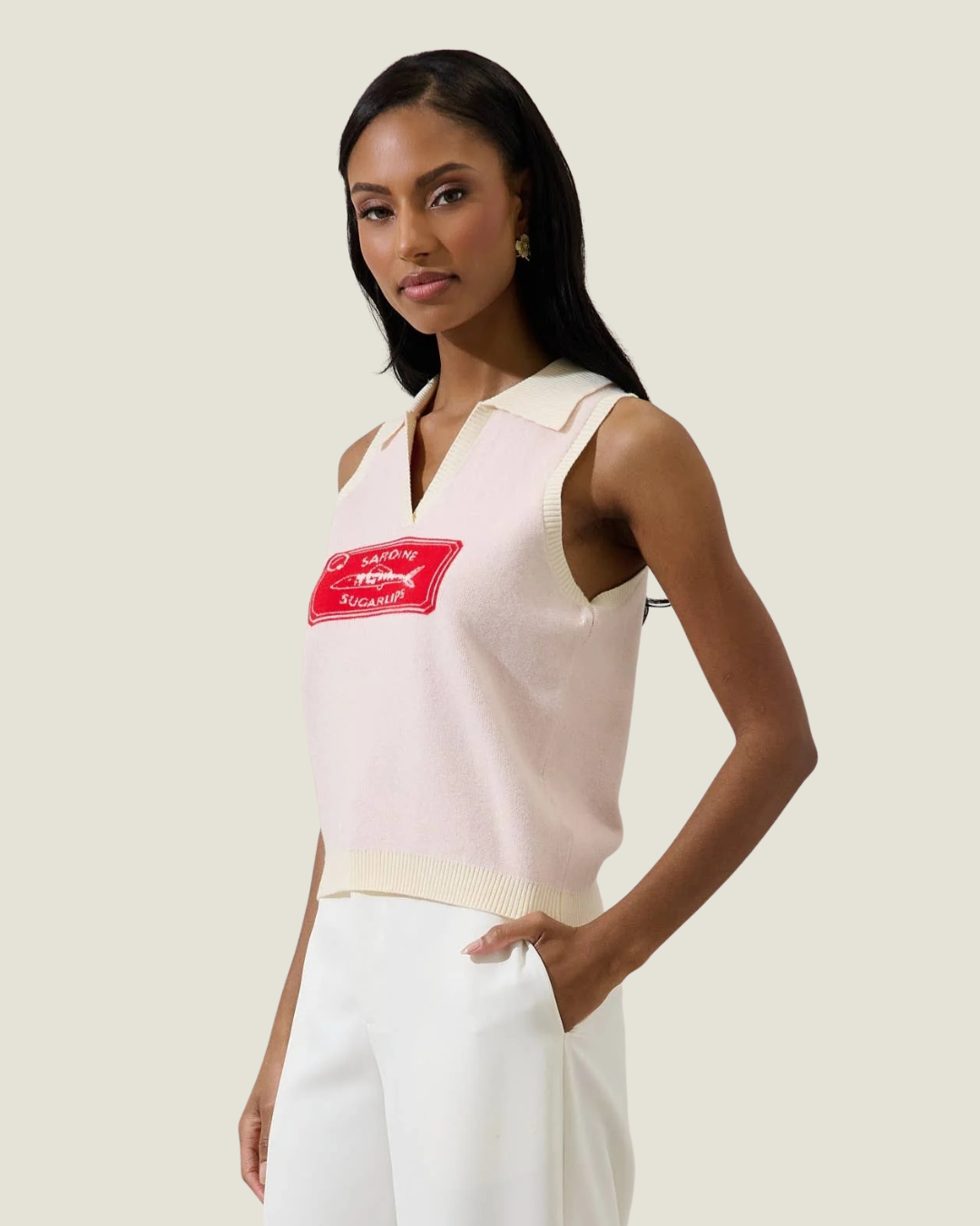 Surma Sardine Sleeveless Polo Sweater Vest