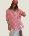 Paige Oversized Gingham Button Down Shirt