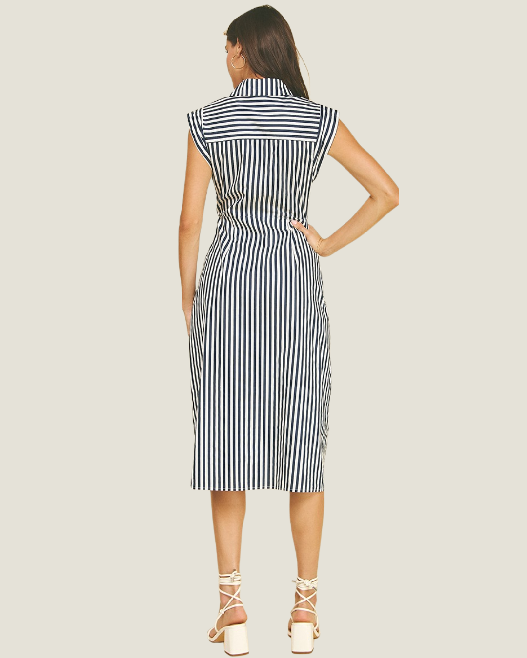 Sailor Striped Button Down Midi Dress