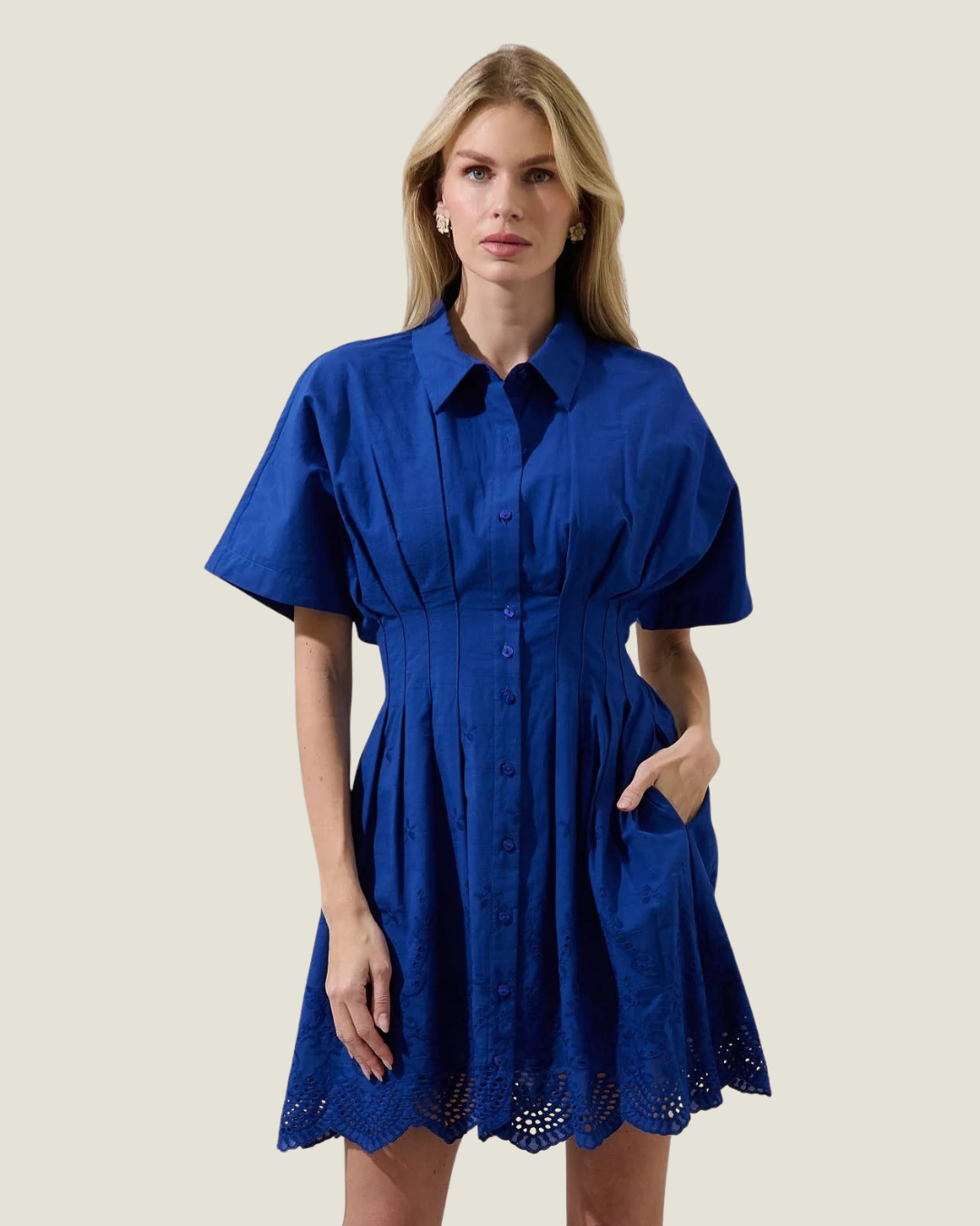 Sammie Collared Eyelet Mini Dress