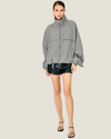 Women's Archie Plaid Jacket featuring a relaxed fit, zip-front closure, front zipper pockets, and adjustable drawstring waist.