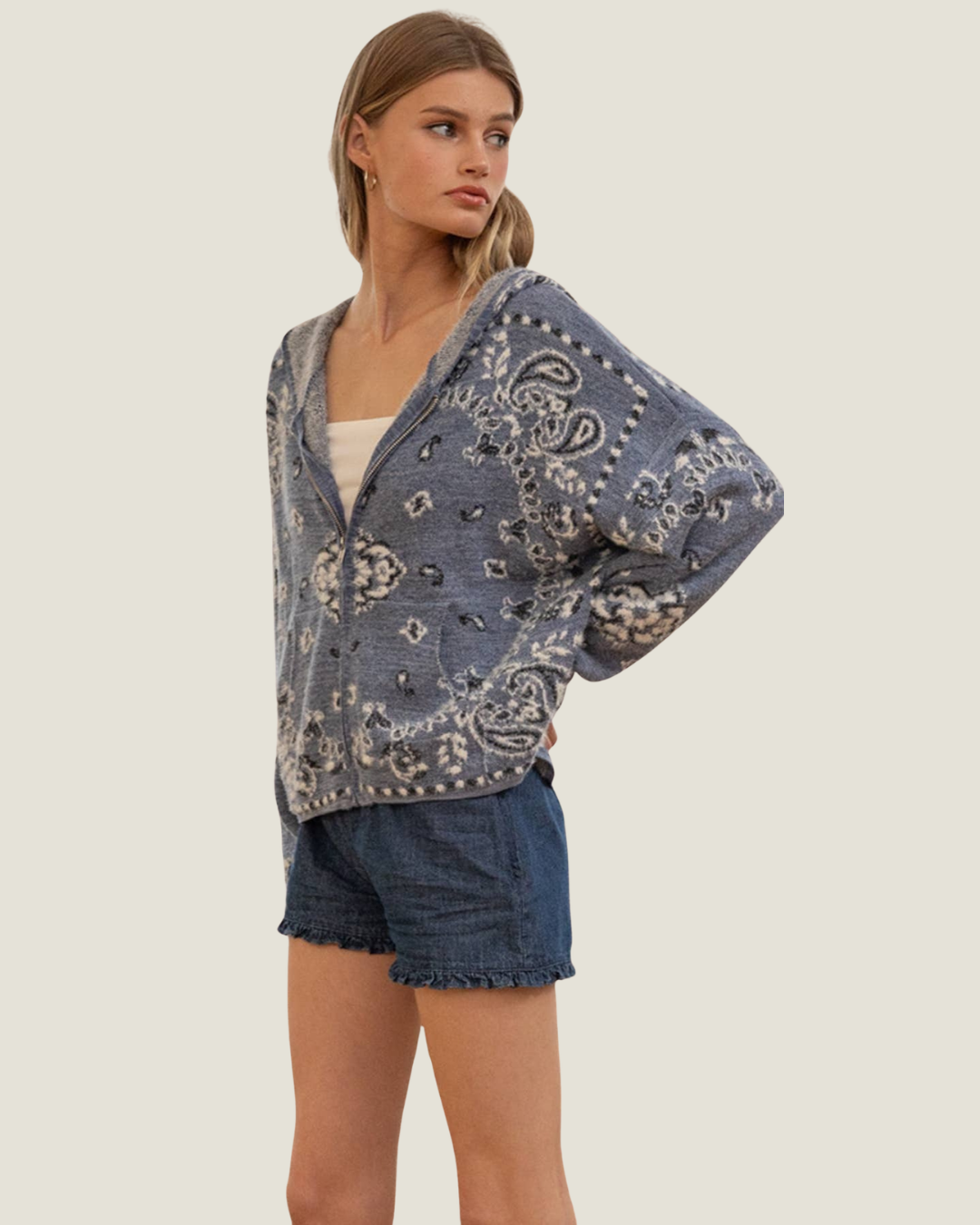 Nova Knit Bandana Print Hoodie