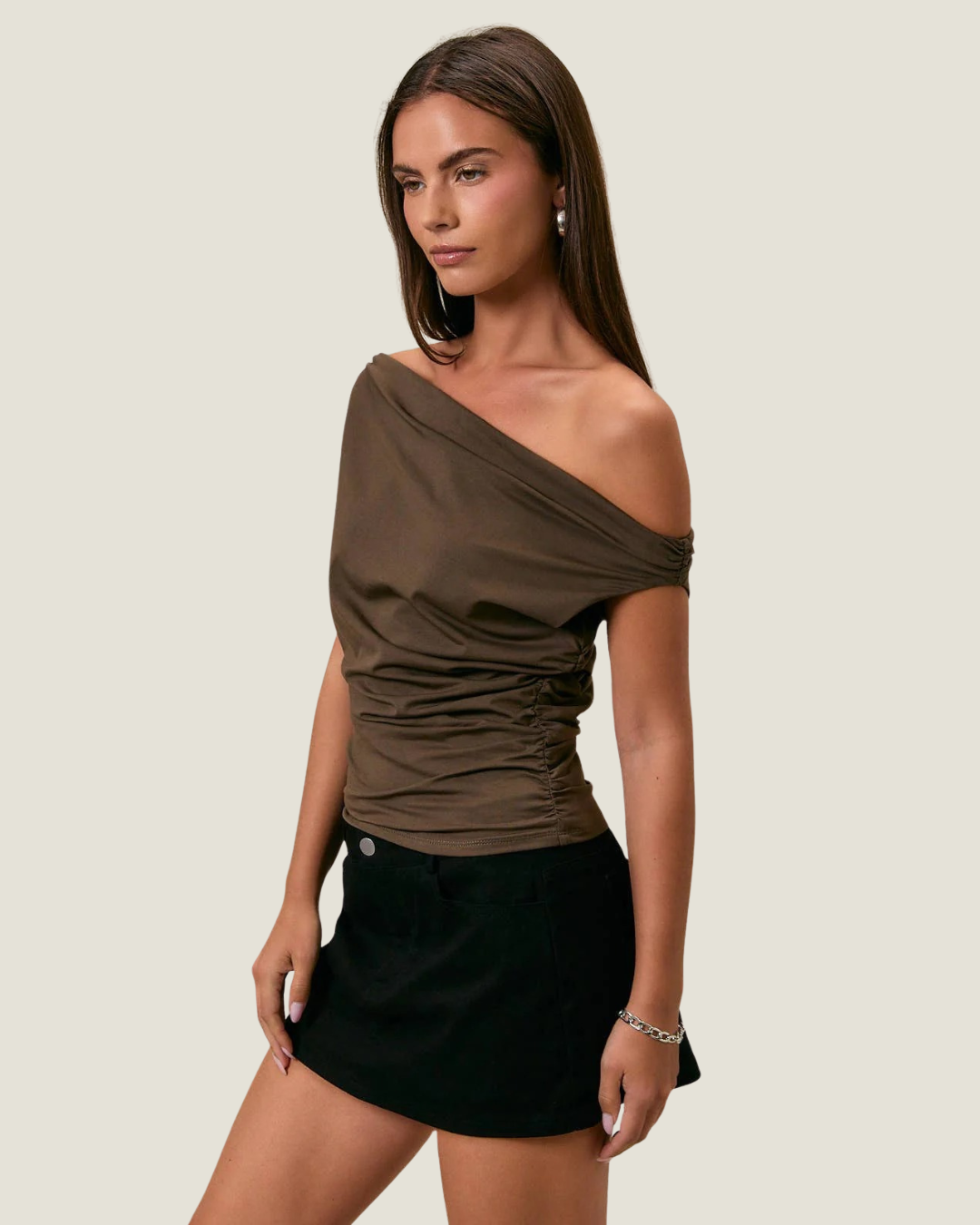 Natalie Ruched Off the Shoulder Top
