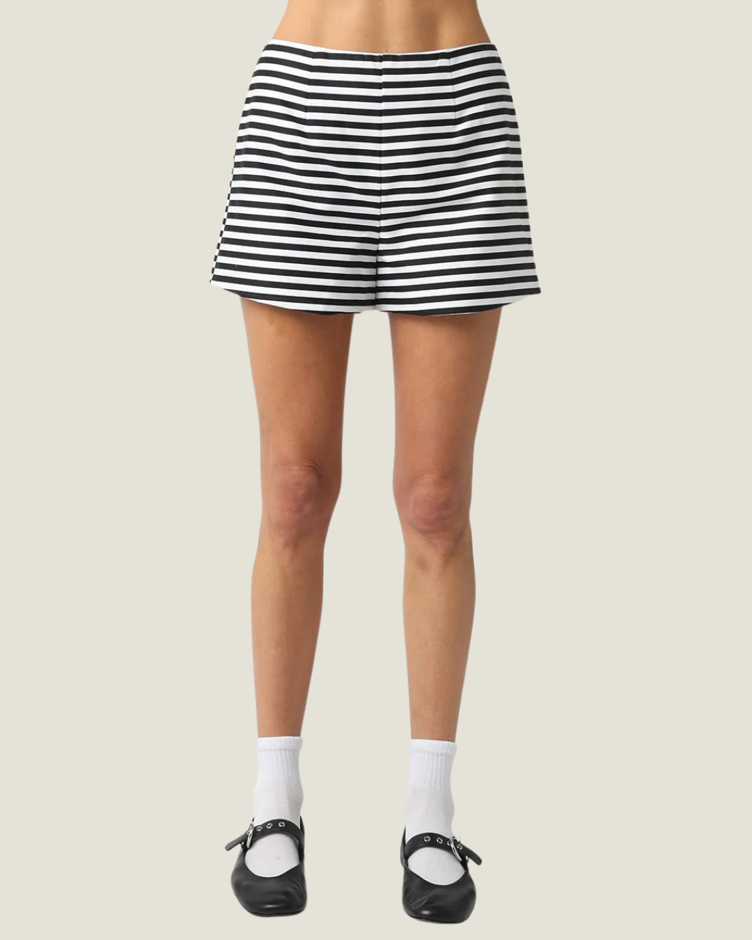 Maliya Striped High-waist Shorts