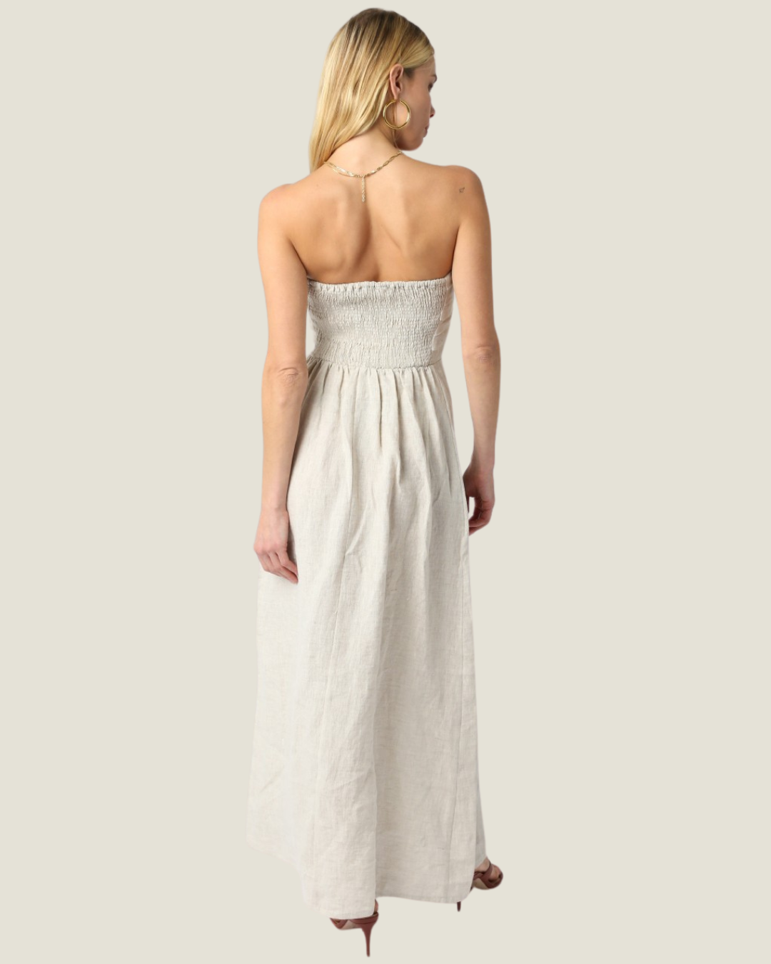 The Maisie: Strapless Linen Maxi