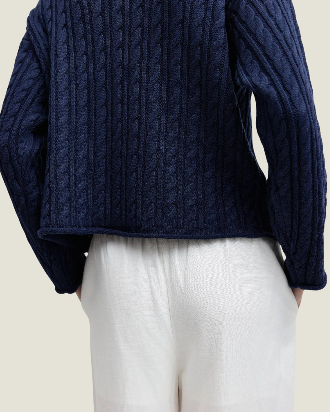 Emory Sweater Rolled Hem Cable Knit Sweater