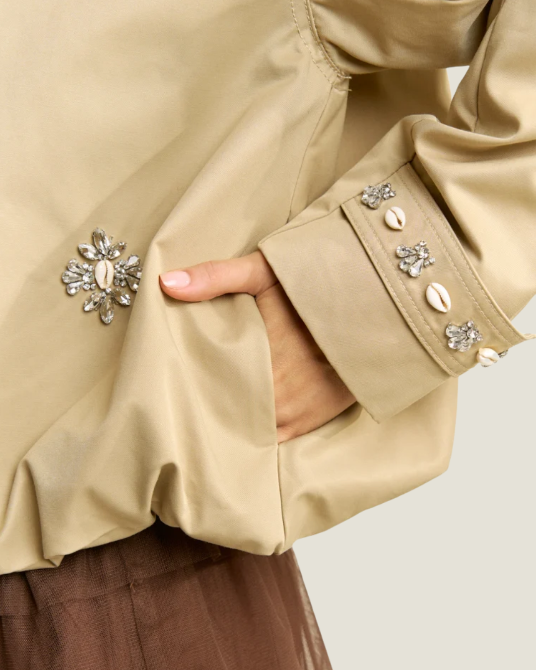 Sandy Embellished Cropped Trench
