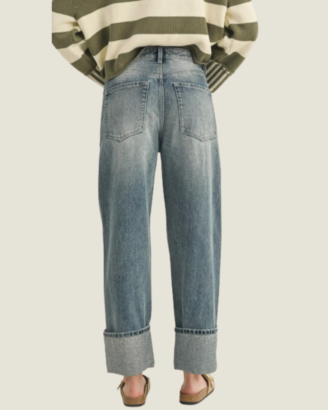 The Renee: Straight Leg Cuffed Hem Jeans