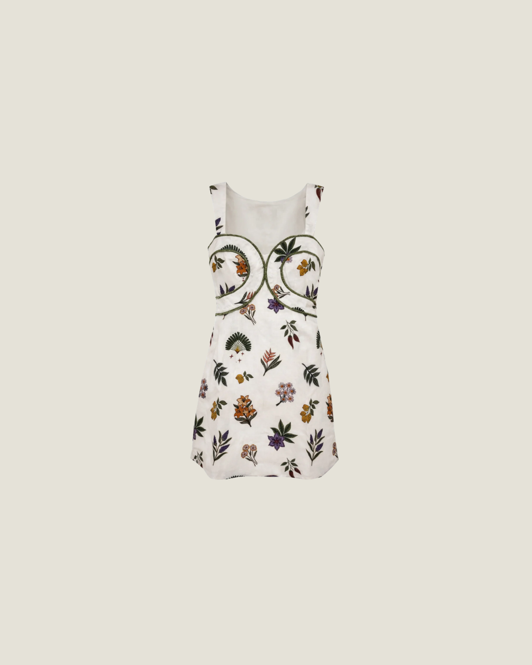 Callie Mini Dress in White Leaf