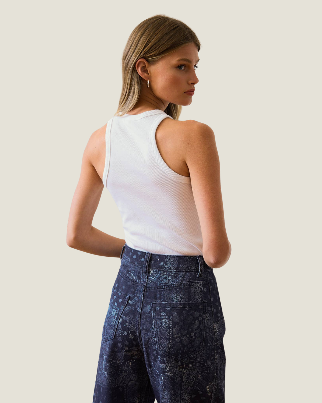 Bandana Print Wide Leg Jeans
