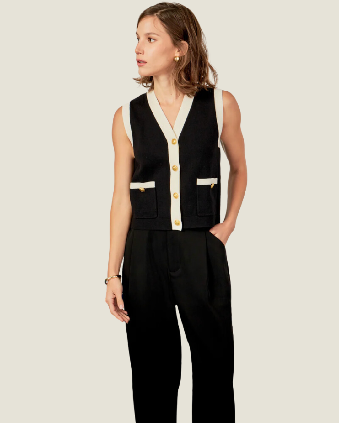 The Renee: Colorblock Knit Sleeveless Vest