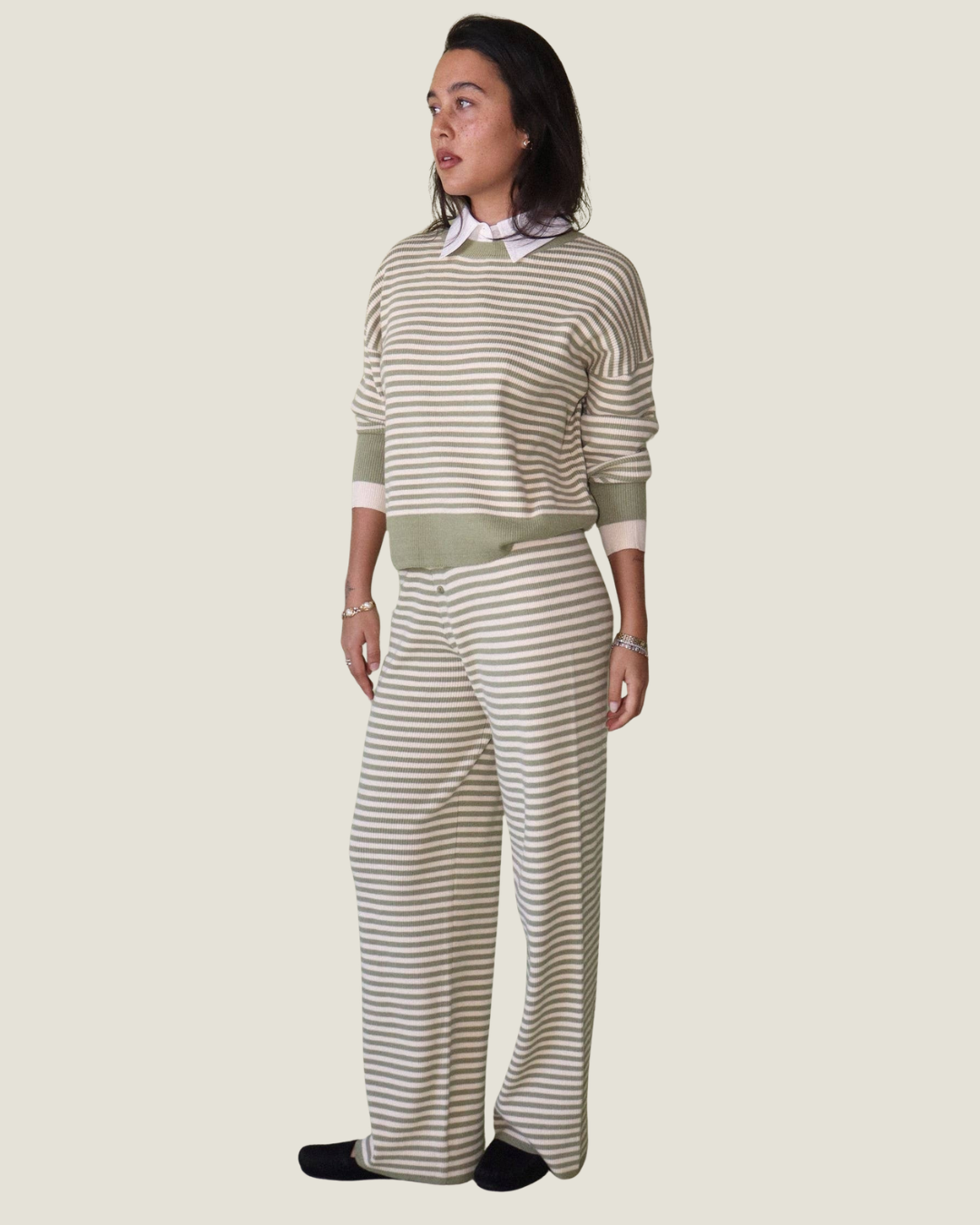 Lennon Striped Collared Sweater Top