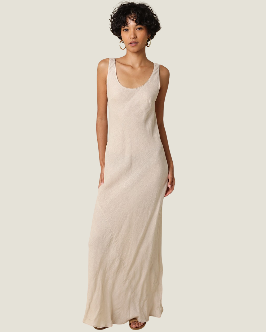 Jaime Scoop Neck Linen Maxi Dress