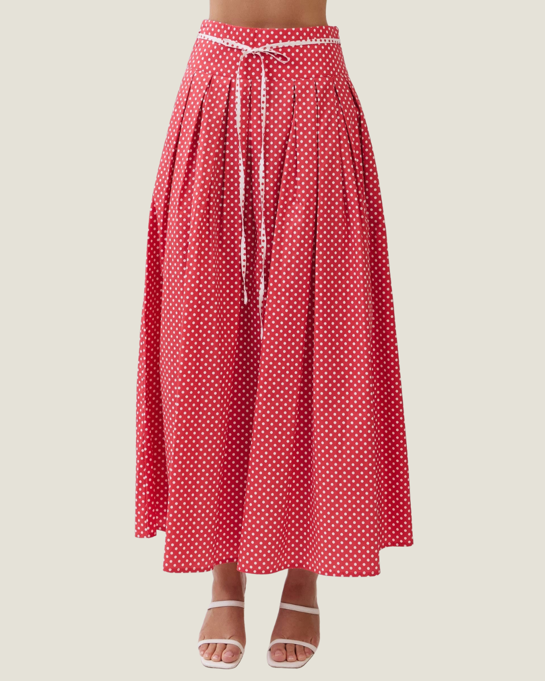 Gemma Pleated Polka Dot Maxi Skirt