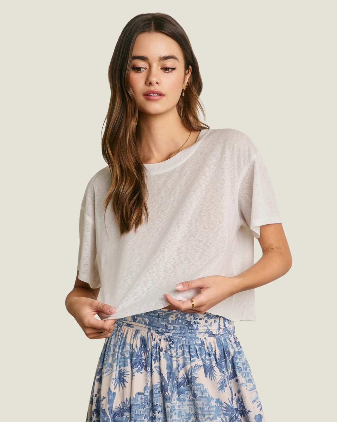 Jamie Cropped Raw Hem Tee