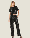 The District: Sequin Black Cargo Pants
