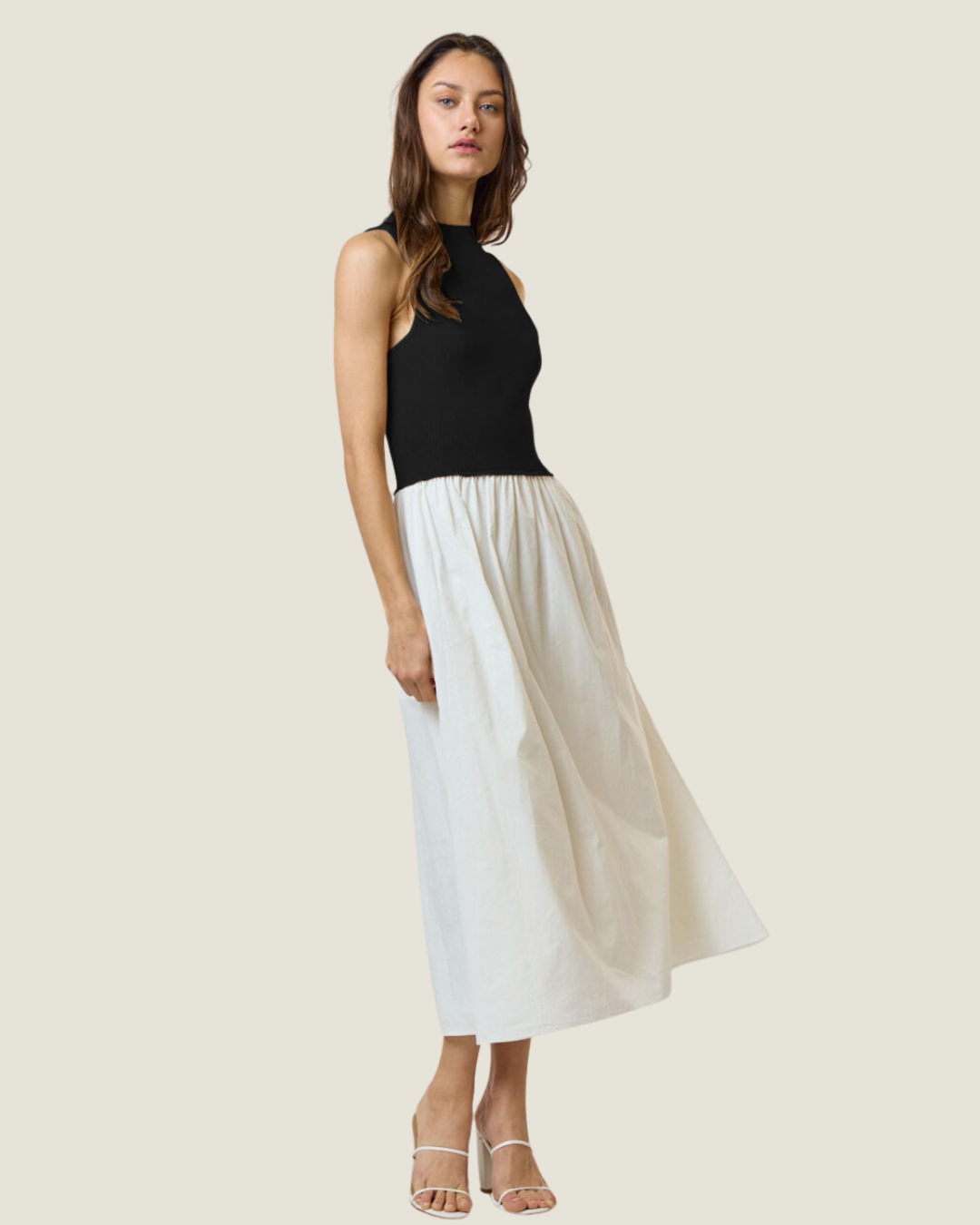 The Charlotte: Sleeveless Midi Poplin Dress