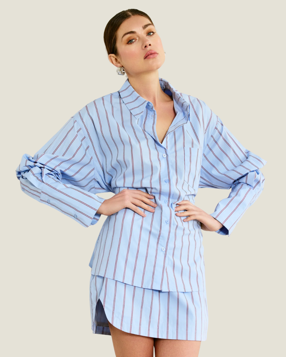 Getty Striped Poplin Shirt is a modern capsule wardrobe piece made by Line & Dot!