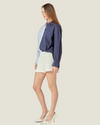 Brooks Colorblock Button-Down a navy & powder blue shirt made for everyday wear.  Available at Love Celine a women’s boutique in SWFL.