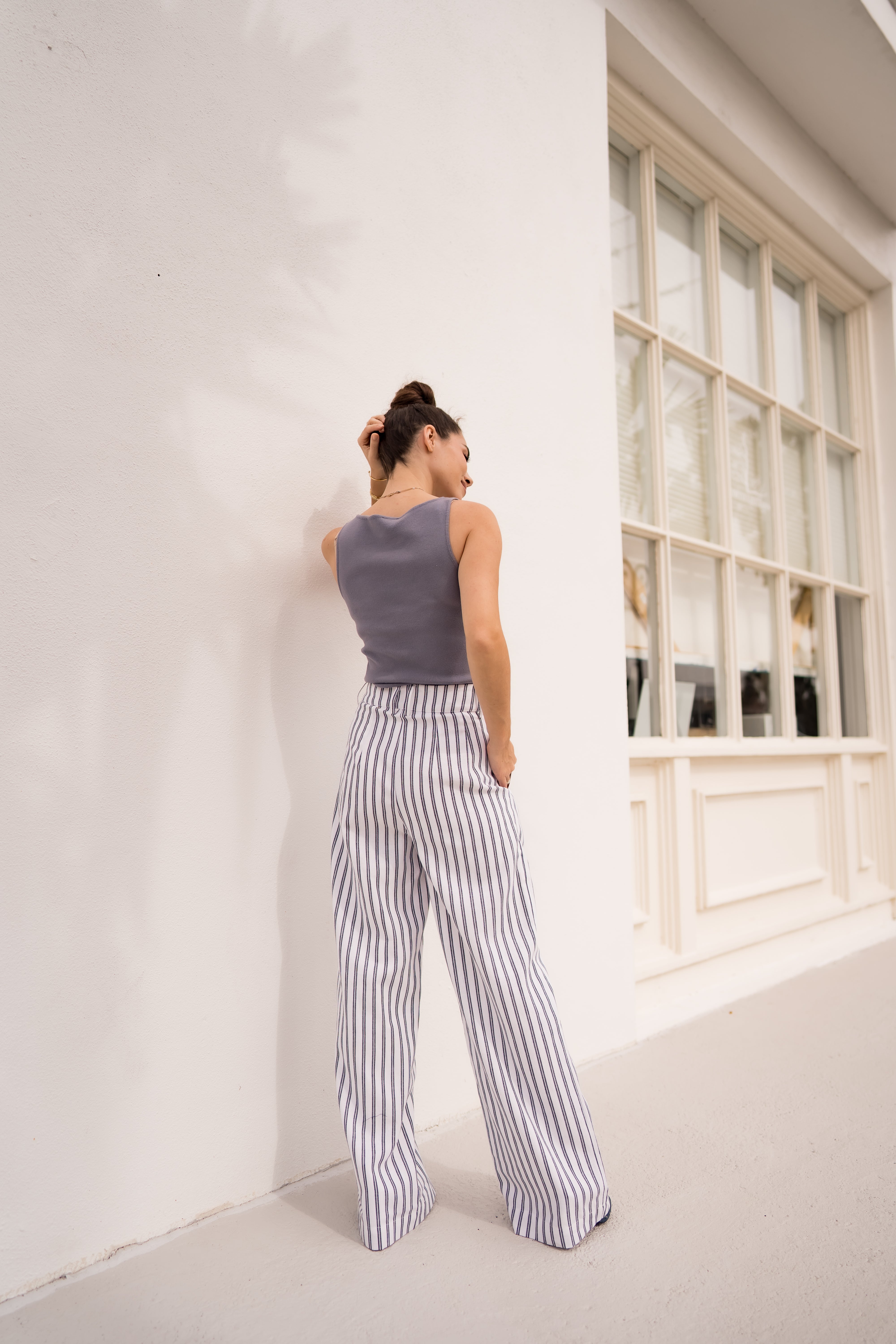 The Swede: Navy Stripe Pleated Pants