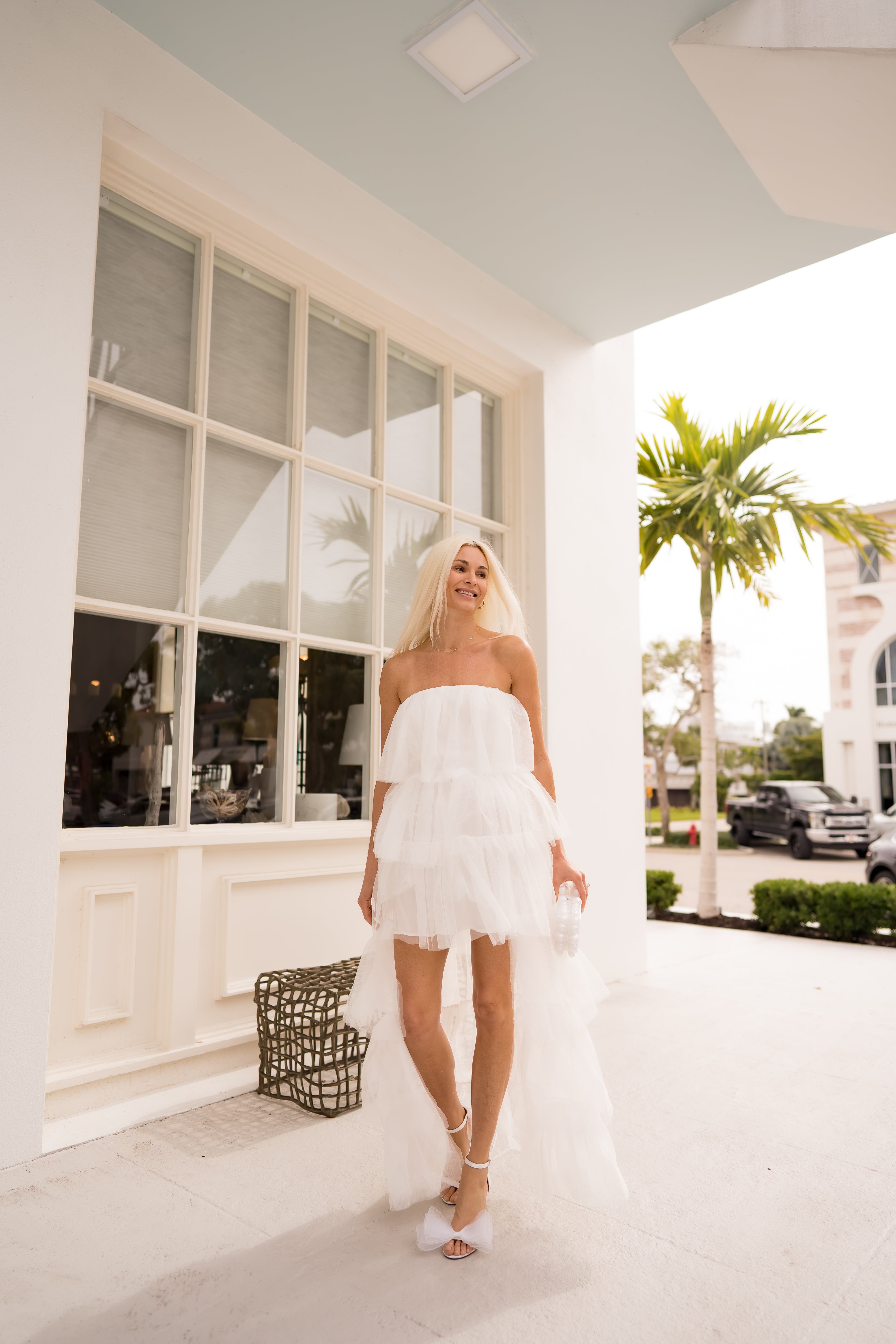 Bridal Glam: White High Low Tulle Dress