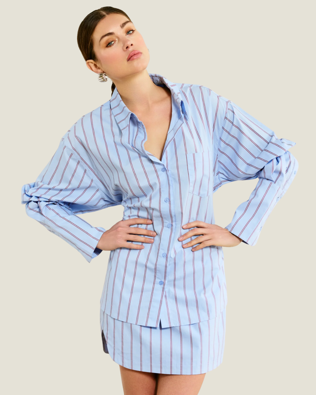 Getty Striped Poplin Shirt is a modern capsule wardrobe piece made by Line & Dot!