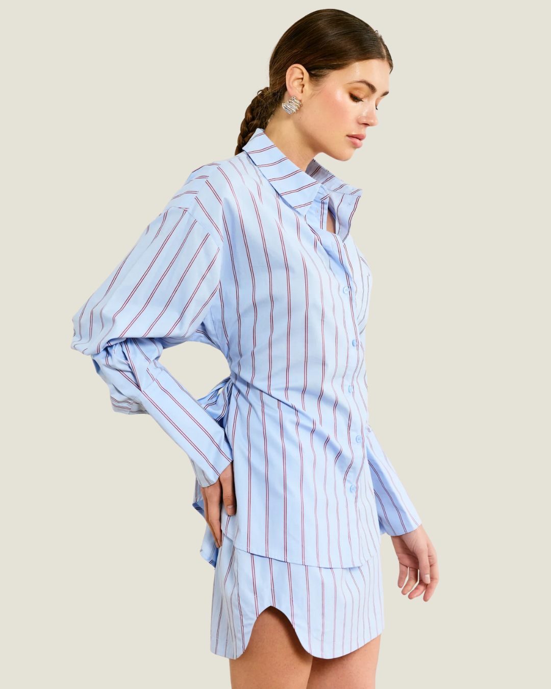 Getty Striped Poplin Shirt is a modern capsule wardrobe piece made by Line & Dot!