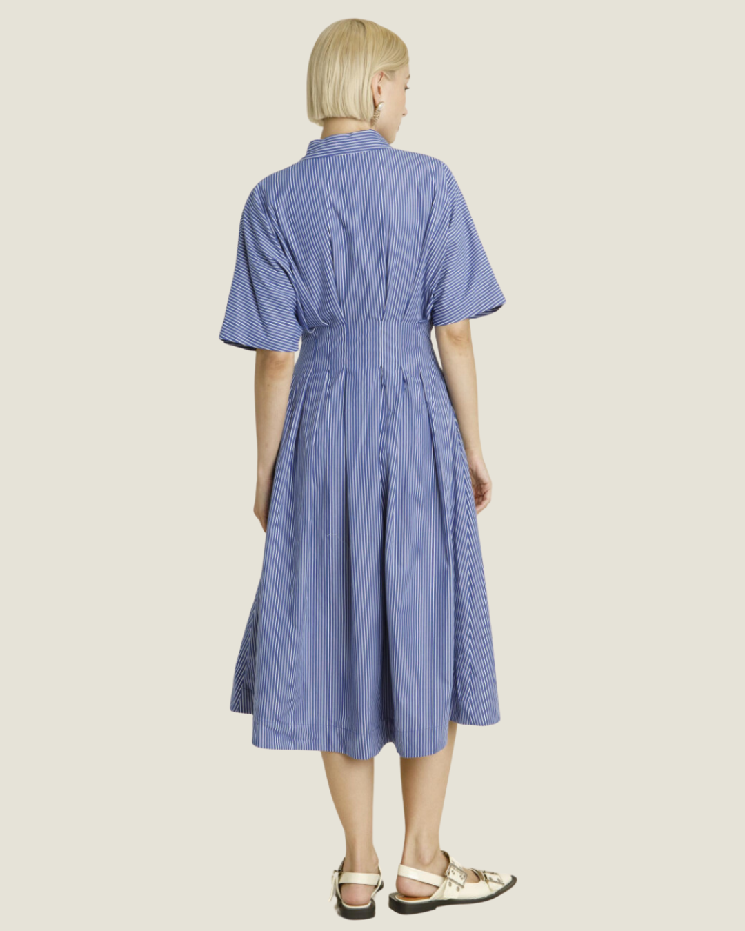 The Julie: Short Sleeve Buttoned Pleated Midi Dress