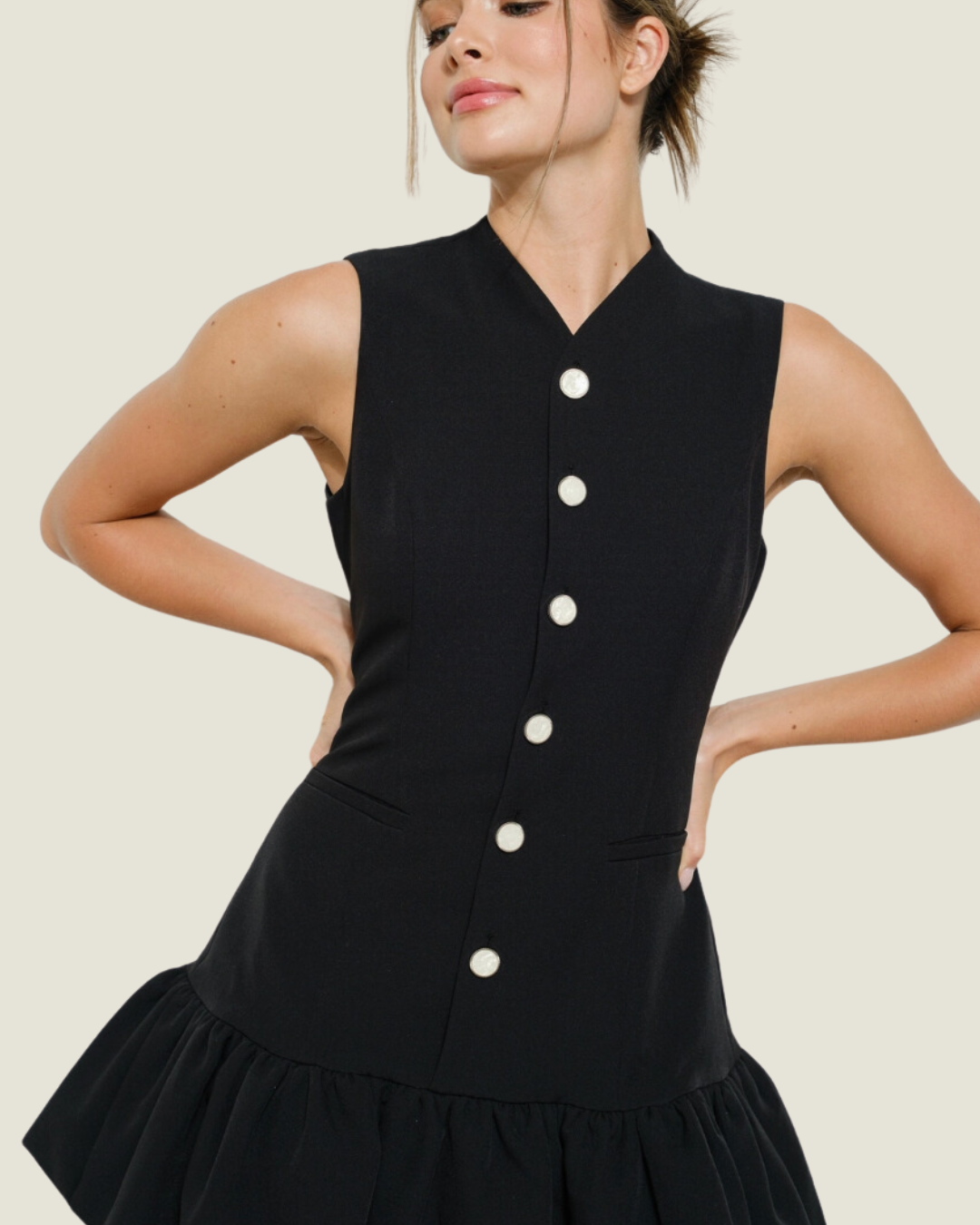 Class Lady: Black Bubble Mini Dress