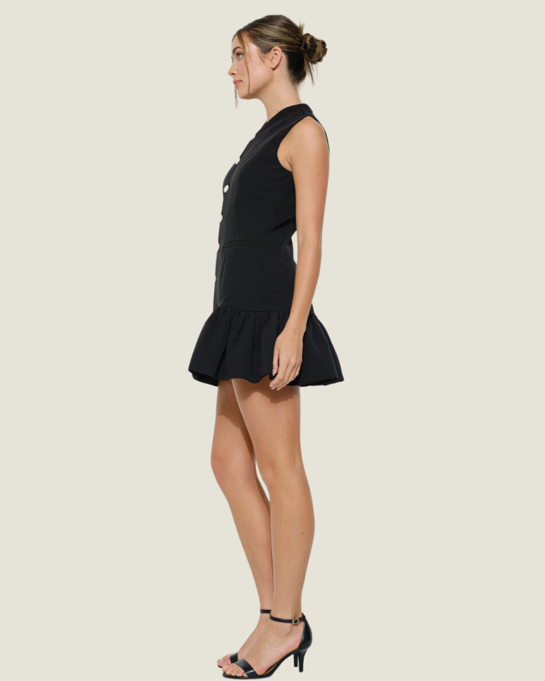 Class Lady: Black Bubble Mini Dress