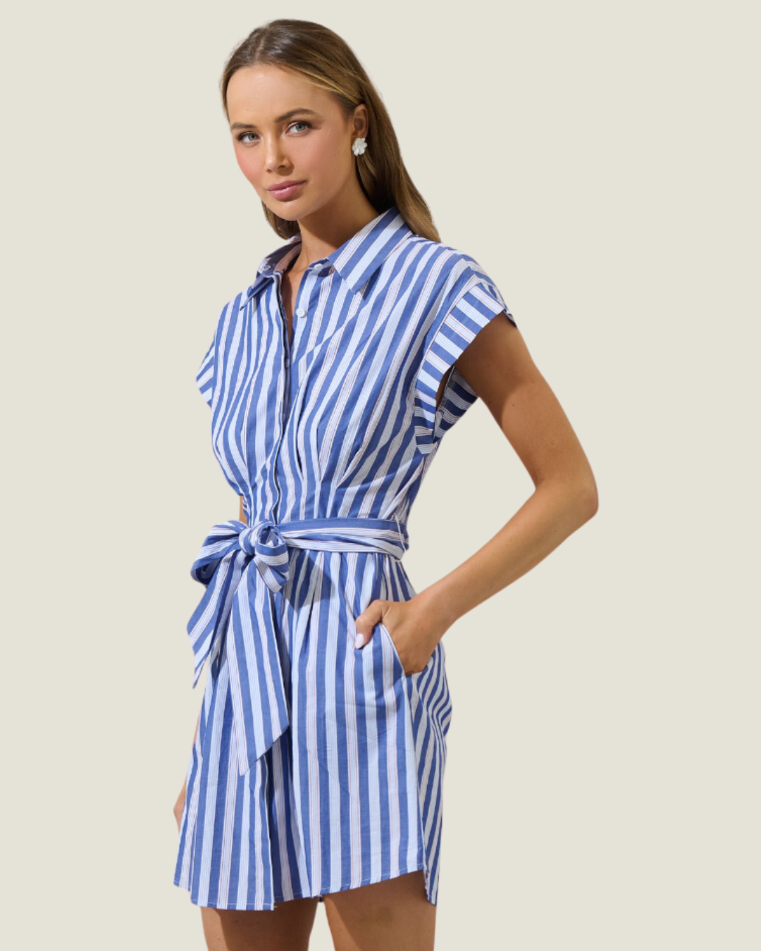 The Chatham: Short Sleeve Stripe Mini Dress