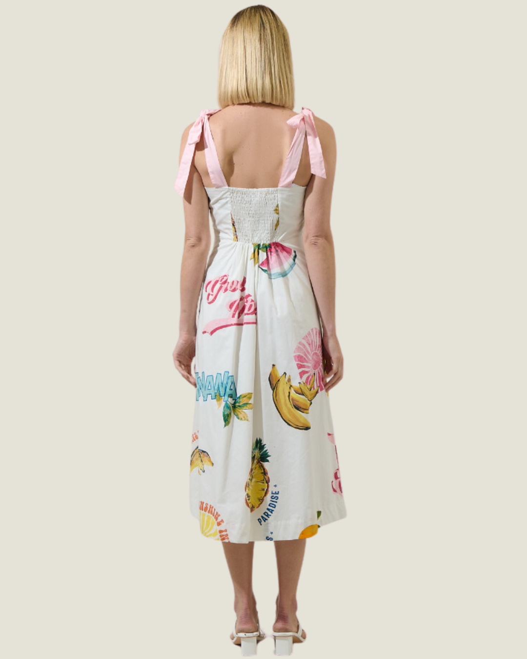 The Coastal Market: Tie Strap Pattern Midi Dress