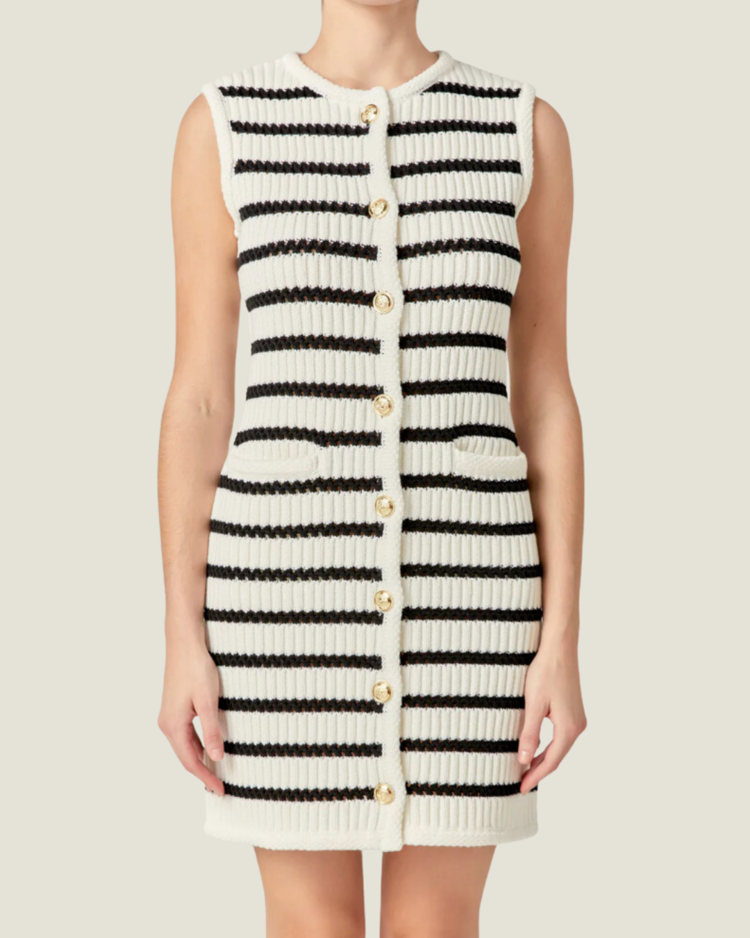 The Elise: Striped Knit Vest Midi