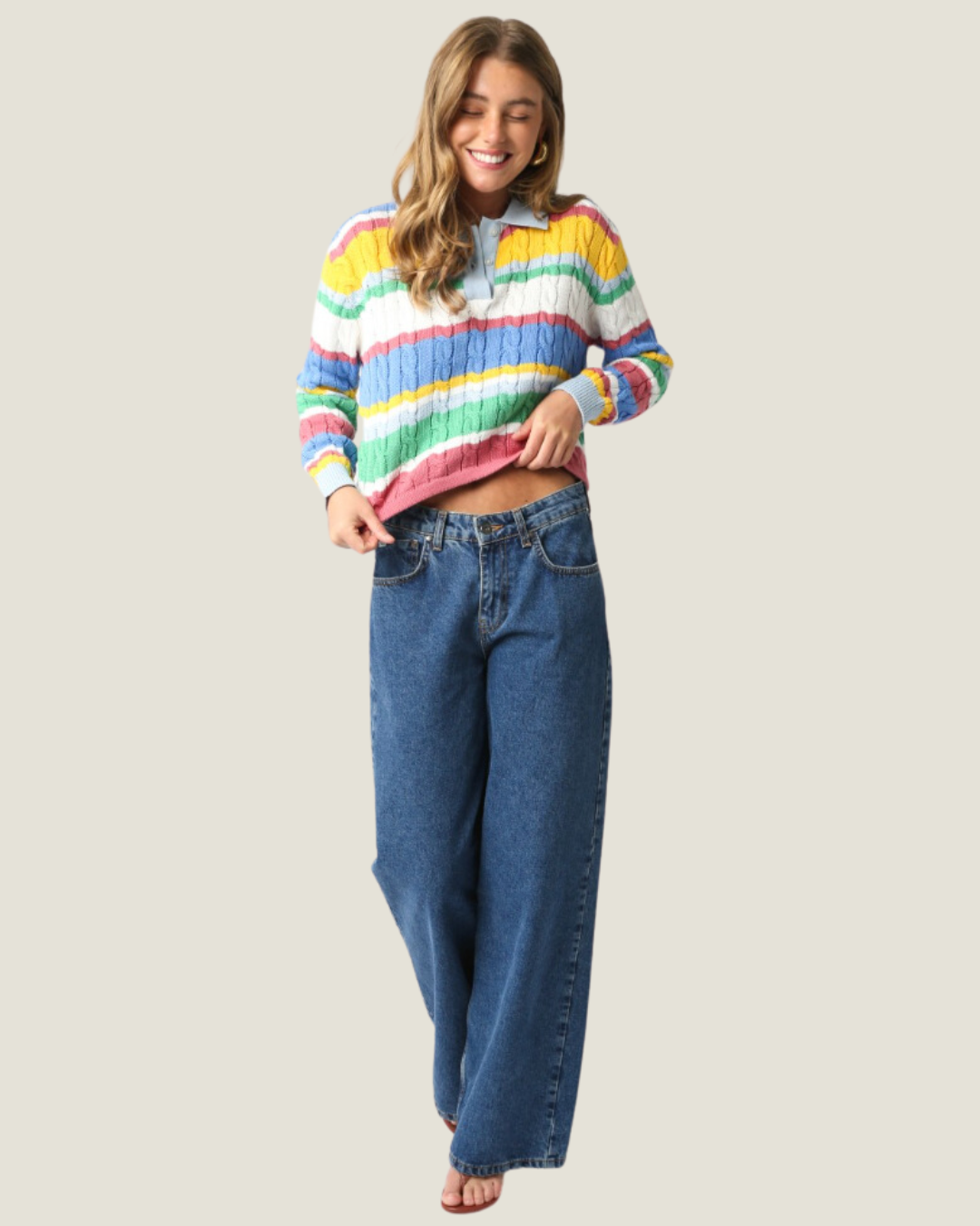 The Sutton: Stripe Collard Long Sleeve Sweater Top